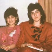 Iraq. Sisters Hana and Tara Mustafa, students at Baghdad’s Al-Aqida Girls’ School, 1988.